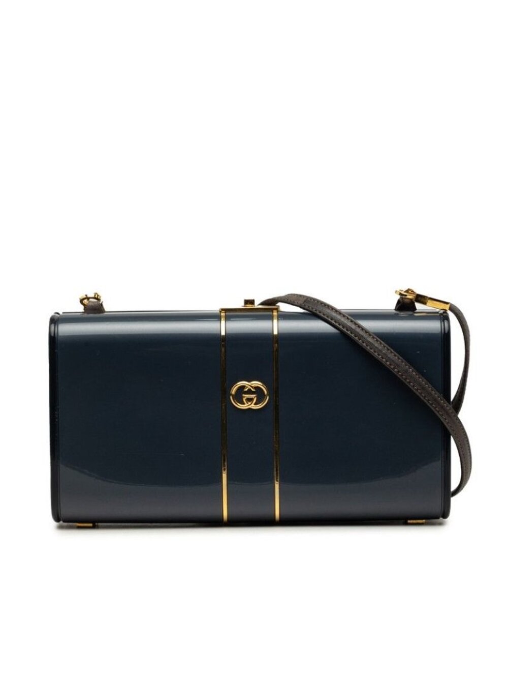 Gucci Interlocking G Crossbody Shoulder Bag Navy Plastic Leather